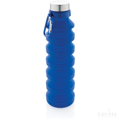 Lekvrije opvouwbare siliconen fles met schroefdop blauw