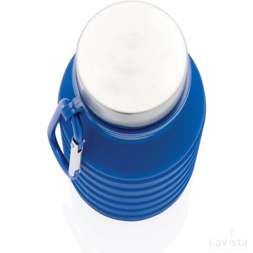 Lekvrije opvouwbare siliconen fles met schroefdop blauw