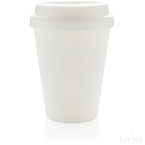 Herbruikbare dubbelwandige koffiebeker 300ml wit