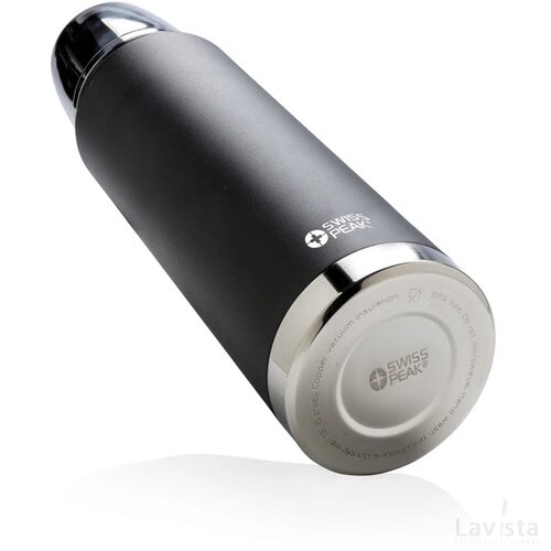 Swiss Peak Elite 1L copper vacuüm fles zwart