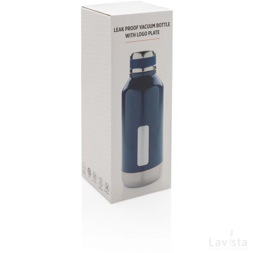 Lekvrije isoleerfles met logo plaatje blauw