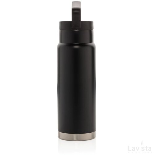 Lekvrije vacuümfles on-the-go met handvat zwart