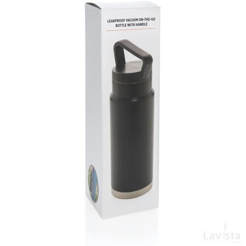 Lekvrije vacuümfles on-the-go met handvat zwart