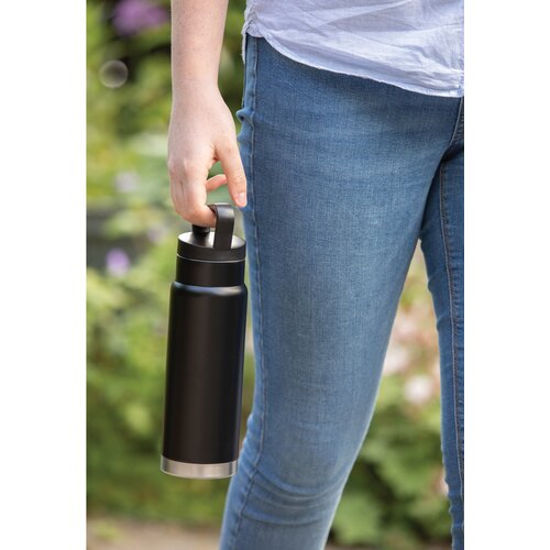 On-the-go thermosfles met handvat Zwart 650 ml