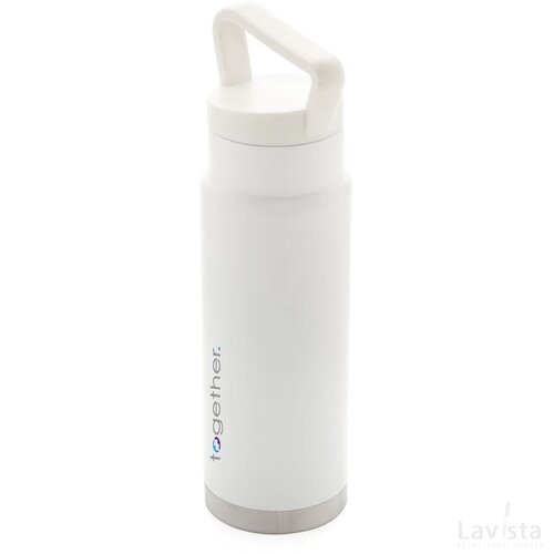 Lekvrije vacuümfles on-the-go met handvat wit