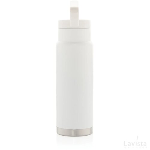 Lekvrije vacuümfles on-the-go met handvat wit