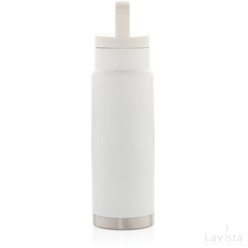 Lekvrije vacuümfles on-the-go met handvat wit
