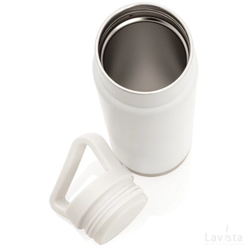 Lekvrije vacuümfles on-the-go met handvat wit