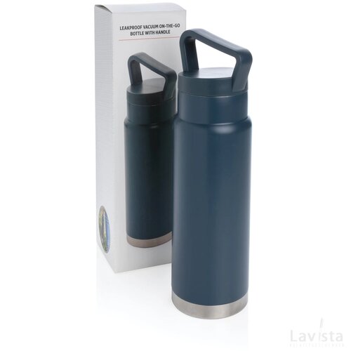 Lekvrije vacuümfles on-the-go met handvat blauw