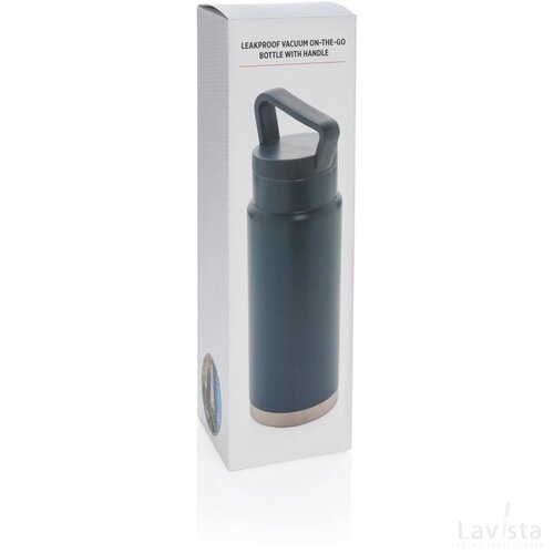Lekvrije vacuümfles on-the-go met handvat blauw
