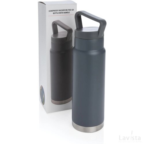 Lekvrije vacuümfles on-the-go met handvat grijs