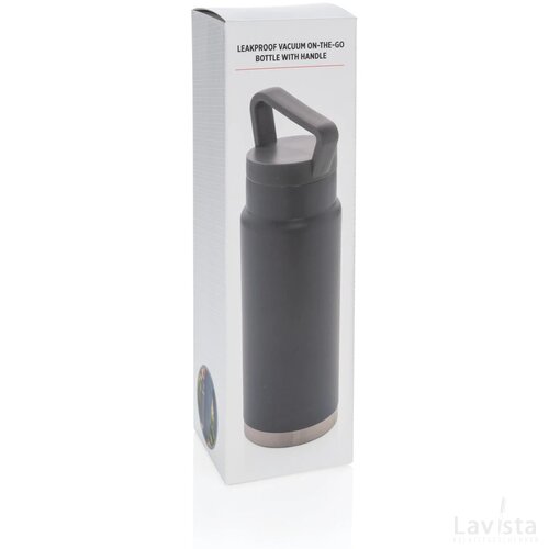 Lekvrije vacuümfles on-the-go met handvat grijs