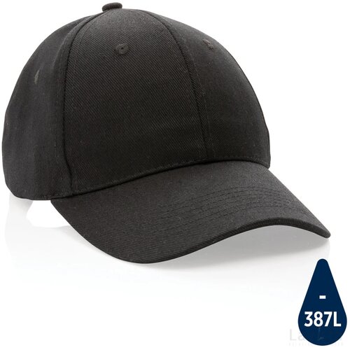Impact AWARE™ 6 panel 280gr gerecycled katoenen cap zwart
