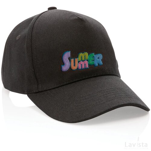 Impact AWARE™ 5 panel 280gr recycled katoenen cap zwart