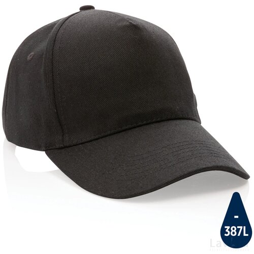 Impact AWARE™ 5 panel 280gr recycled katoenen cap zwart
