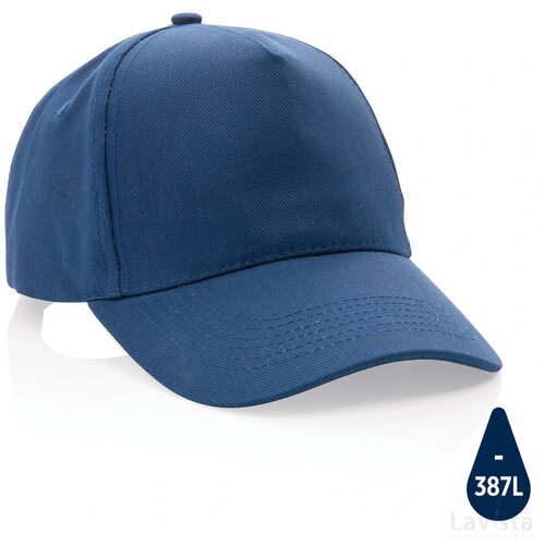 Impact AWARE™ 5 panel 280gr recycled katoenen cap donkerblauw