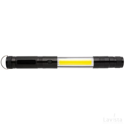 Uitschuifbare zaklamp met COB zwart
