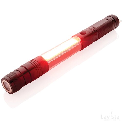 Uitschuifbare zaklamp met COB zwart