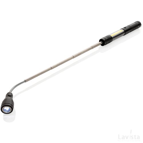 Uitschuifbare zaklamp met COB zwart