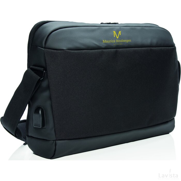 Madrid RFID USB 15.6" laptop tas PVC-vrij zwart, zwart