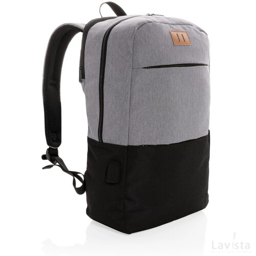 Modern 15.6" USB & RFID laptop rugzak PVC vrij zwart