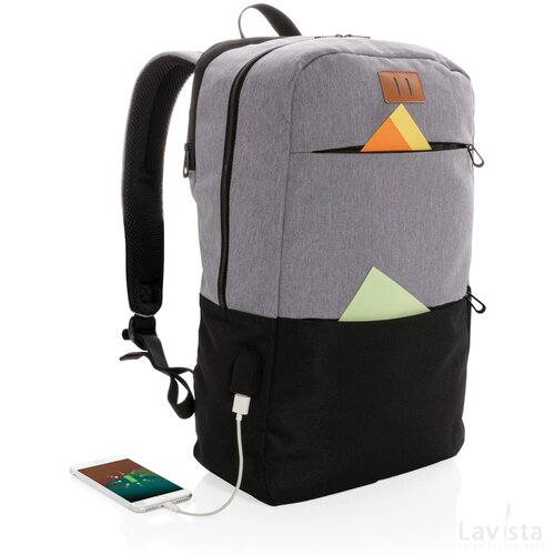Modern 15.6" USB & RFID laptop rugzak PVC vrij zwart