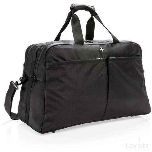 Swiss Peak RFID weekendtas met kofferopening en laptopvak zwart
