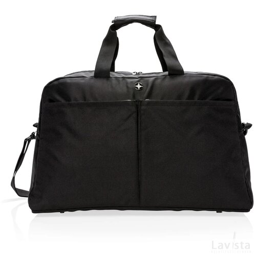 Swiss Peak RFID weekendtas met kofferopening en laptopvak zwart