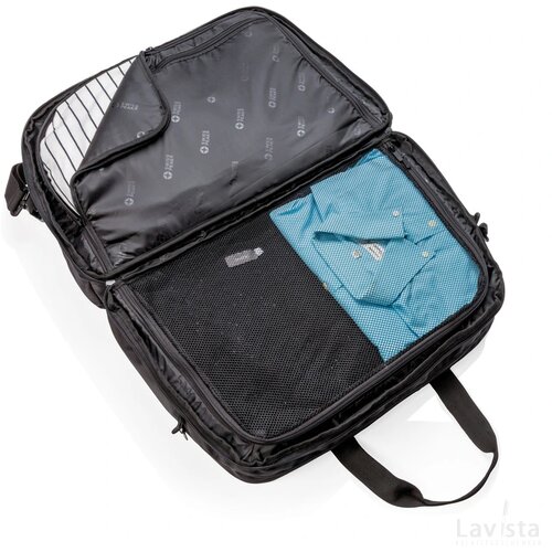 Swiss Peak RFID weekendtas met kofferopening en laptopvak zwart