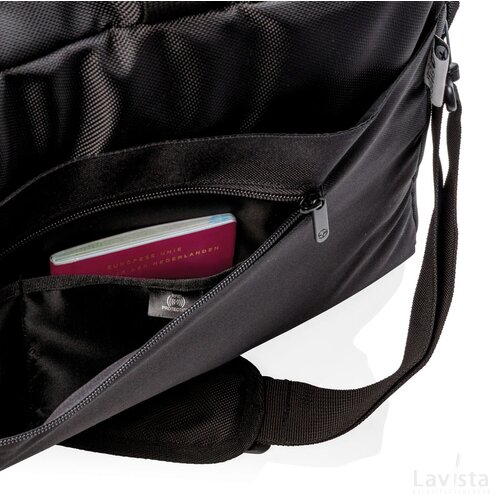 Swiss Peak RFID weekendtas met kofferopening en laptopvak zwart