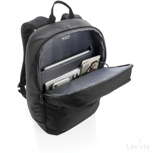 Swiss Peak laptop rugzak met UV-C sterilisatie vak zwart