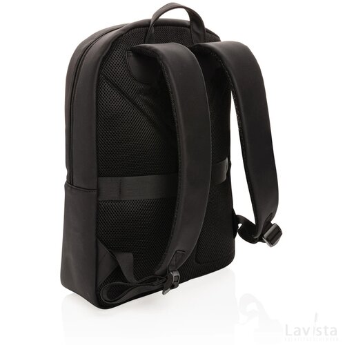 Swiss Peak deluxe PU laptoprugzak PVC vrij zwart