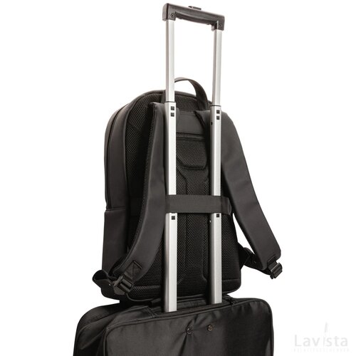 Swiss Peak deluxe PU laptoprugzak PVC vrij zwart