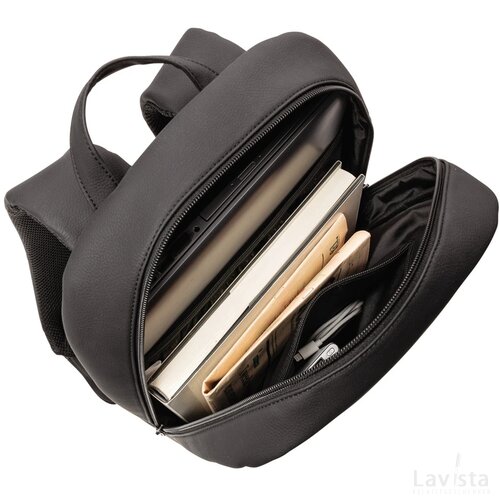 Swiss Peak deluxe PU laptoprugzak PVC vrij zwart