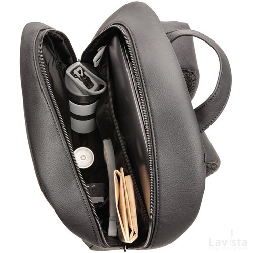 Swiss Peak deluxe PU laptoprugzak PVC vrij zwart