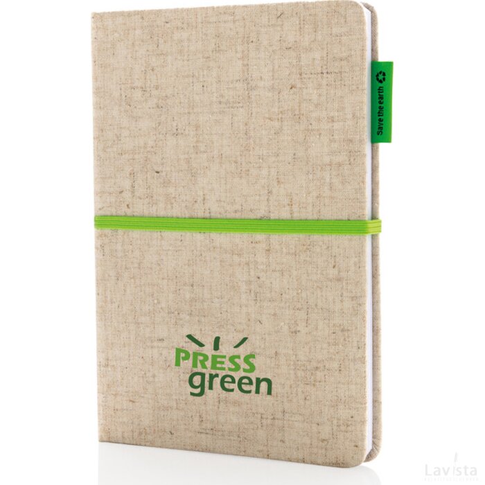 A5 jute katoen notitieboek groen, groen