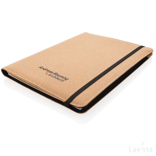 Deluxe kurken A4 portfolio met pen bruin