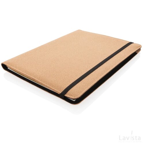 Deluxe kurken A4 portfolio met pen bruin