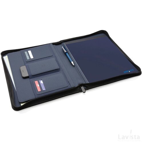 Impact AWARE™ RPET A4 portfolio met rits donkerblauw