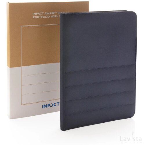Impact AWARE™ RPET A4 portfolio met rits donkerblauw
