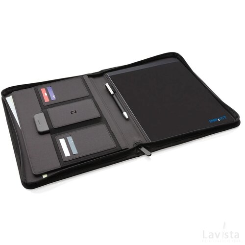 Impact AWARE™ RPET A4 portfolio met rits zwart