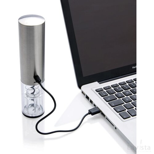 Electronische kurkentrekker - herlaadbaar via USB grijs