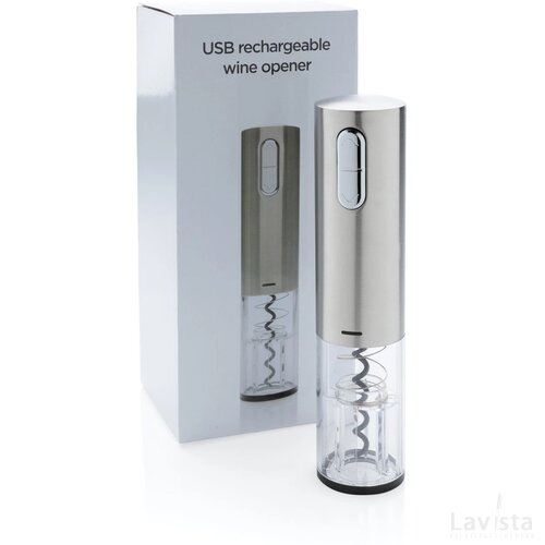 Electronische kurkentrekker - herlaadbaar via USB grijs