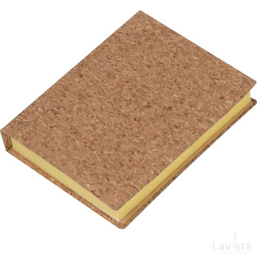 Notitieboekje met memovelletjes en kurkomslag beige