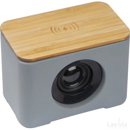 Bluetooth luidspreker met draadloze oplader uit Limestone cement grijs silvergrey zilvergrijs