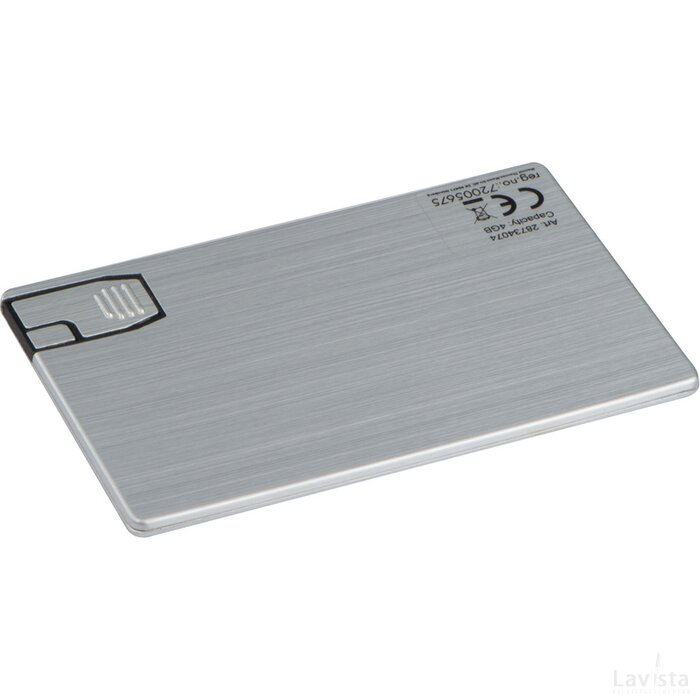 USB-kaart van metaal 8GB grijs silvergrey zilvergrijs