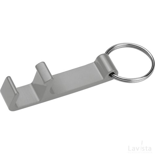 Sleutelhanger met flesopener grijs silvergrey zilvergrijs