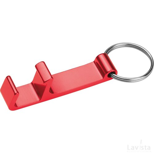 Sleutelhanger met flesopener rood