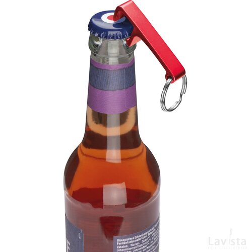 Sleutelhanger met flesopener rood