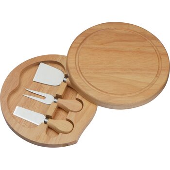 Kaasplank met 3 kaasmesjes beige